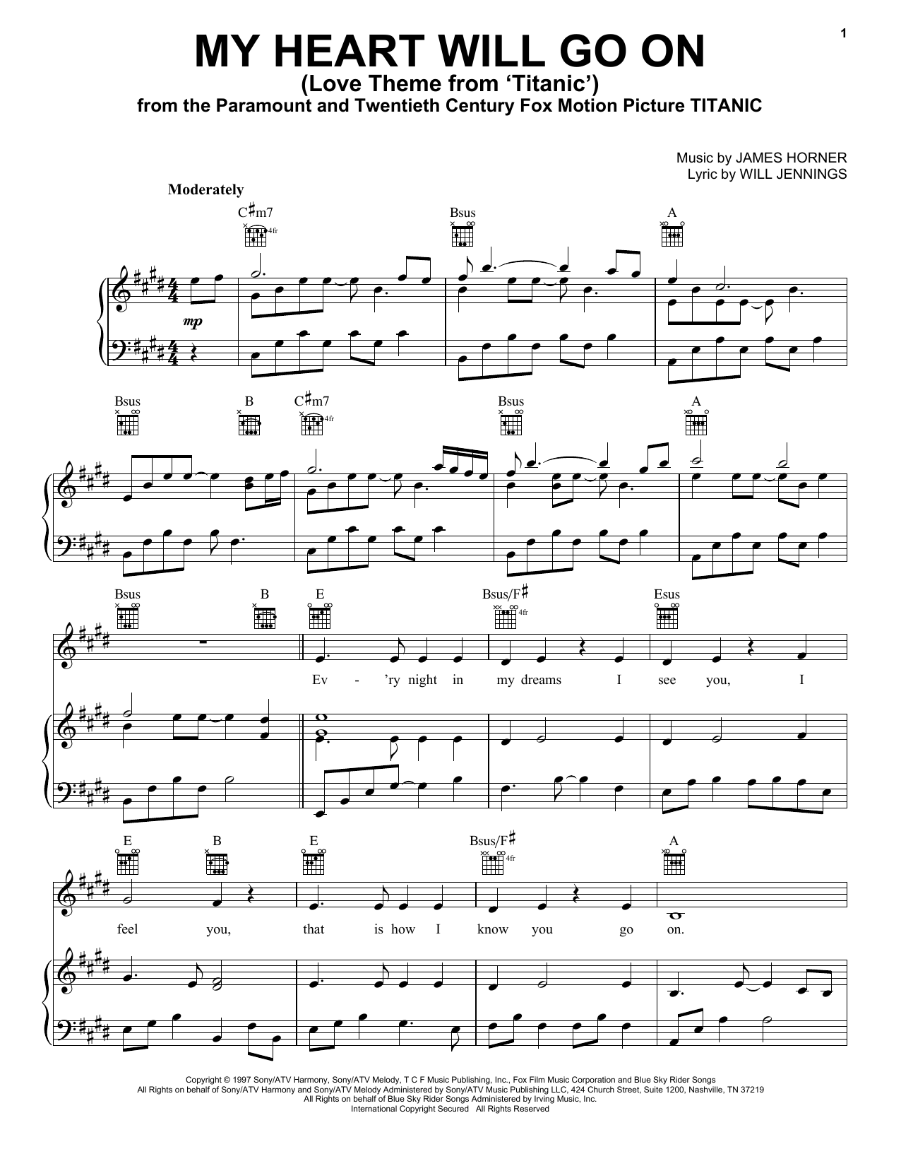 Celine Dion My Heart Will Go On Love Theme From Titanic Sheet Music Download Pdf Score 193393