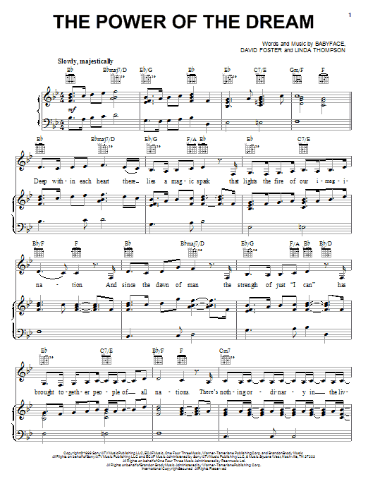 Learn to play Celine Dion The Power Of The Dream sheet music for Piano, Vocal & Guitar (Right-Hand Melody) in minutes. Celine Dion The Power Of The Dream sheet music notes and chords