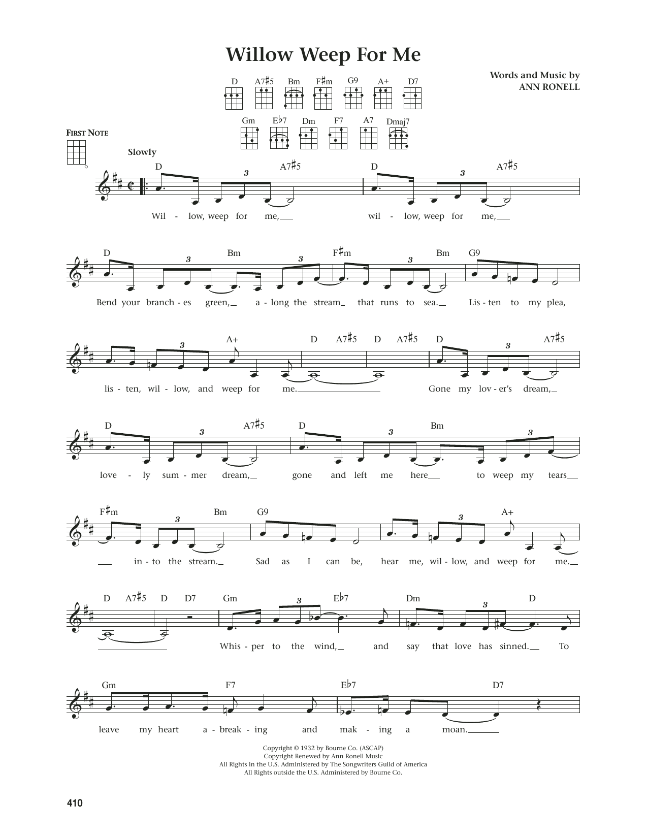 Chad & Jeremy Willow Weep For Me (from The Daily Ukulele) (arr. Jim Beloff) sheet music, chords, lyrics - Printable PDF for Ukulele