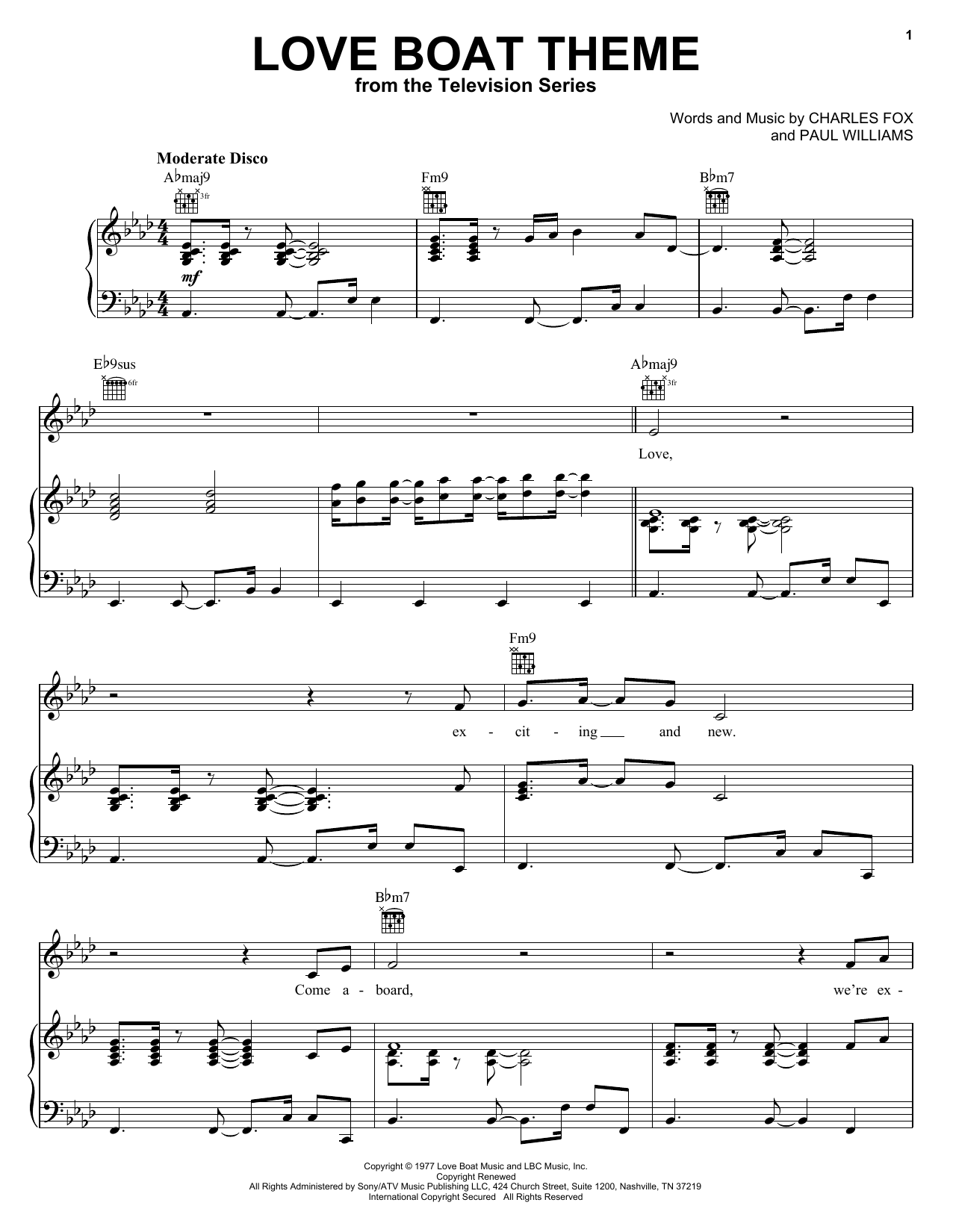 Learn to play Charles Fox Love Boat Theme (from the TV Series) sheet music for Piano, Vocal & Guitar (Right-Hand Melody) in minutes. Charles Fox Love Boat Theme (from the TV Series) sheet music notes and chords