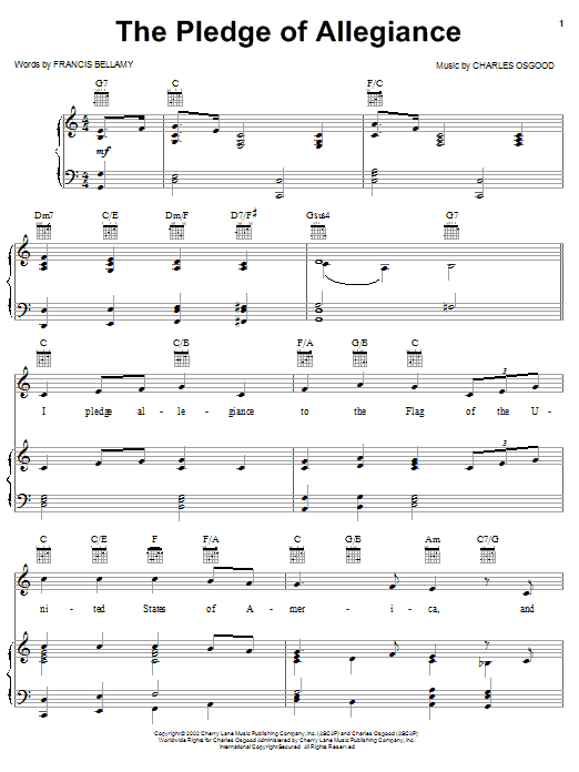 Learn to play Charles Osgood The Pledge Of Allegiance sheet music for Piano, Vocal & Guitar (Right-Hand Melody) in minutes. Charles Osgood The Pledge Of Allegiance sheet music preview music notes and score for Piano, Vocal & Guitar (Right-Hand Melody) including 2 page(s)
