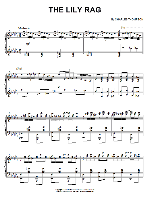 Learn to play Charles Thompson The Lily Rag sheet music for Piano in minutes. Charles Thompson The Lily Rag sheet music preview music notes and score for Piano including 4 page(s)