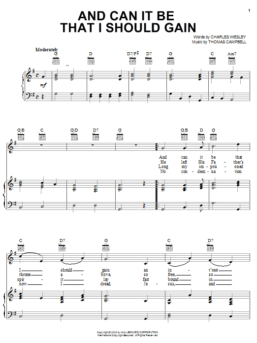 Learn to play Charles Wesley And Can It Be That I Should Gain sheet music for Piano in minutes. Charles Wesley And Can It Be That I Should Gain sheet music preview music notes and score for Piano including 5 page(s)