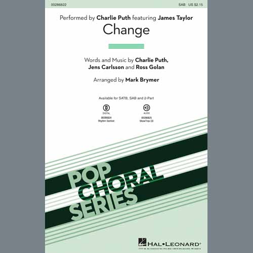 Charlie Puth Change (feat. James Taylor) (arr. Mark Brymer) profile picture