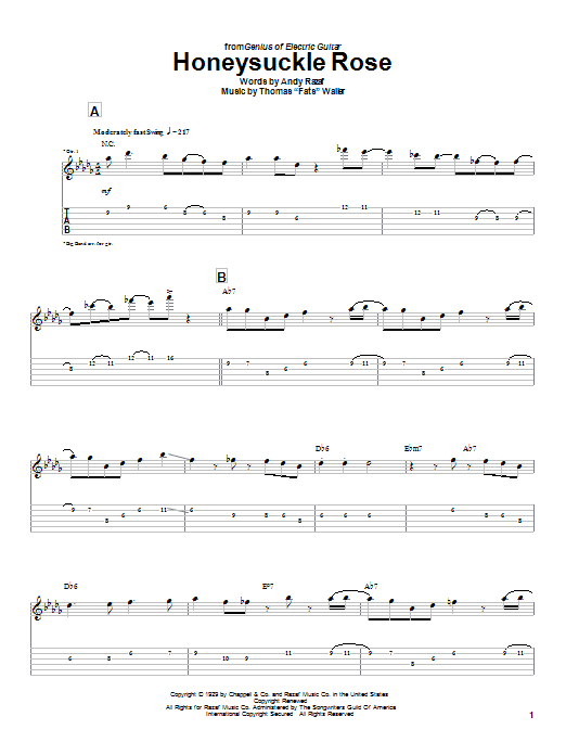Learn to play Charlie Christian Honeysuckle Rose sheet music for Guitar Tab in minutes. Charlie Christian Honeysuckle Rose sheet music notes and chords