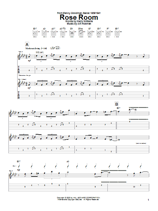 Learn to play Charlie Christian Rose Room sheet music for Guitar Tab in minutes. Charlie Christian Rose Room sheet music notes and chords
