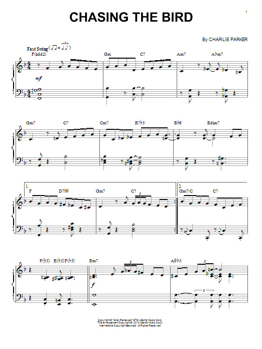 Learn to play Charlie Parker Chasing The Bird sheet music for Piano in minutes. Charlie Parker Chasing The Bird sheet music notes and chords