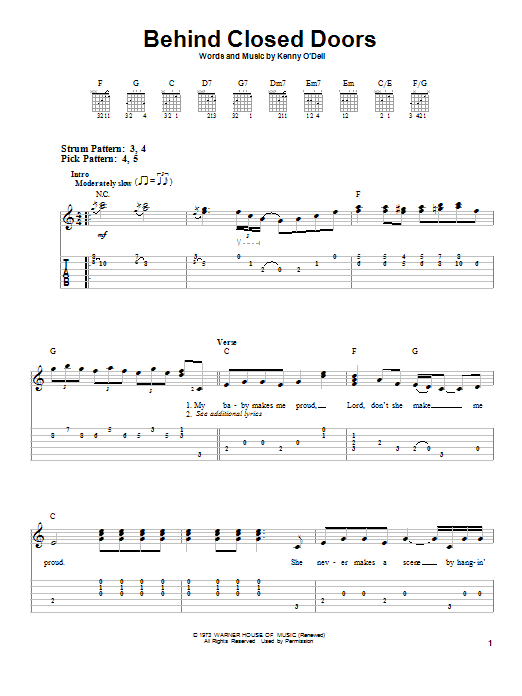 Learn to play Charlie Rich Behind Closed Doors sheet music for Easy Guitar Tab in minutes. Charlie Rich Behind Closed Doors sheet music preview music notes and score for Easy Guitar Tab including 3 page(s)
