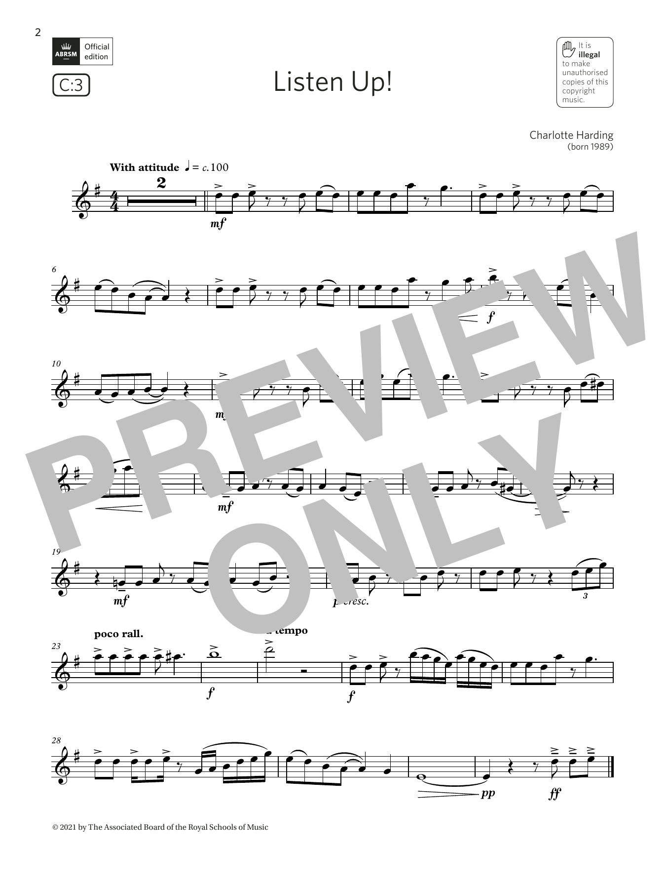 Charlotte Harding Listen Up! (Grade 3 List C3 from the ABRSM Saxophone syllabus from 2022) sheet music, chords, lyrics - Printable PDF for Alto Sax Solo