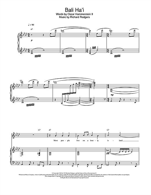 Learn to play Charlotte Church Bali Ha'i sheet music for Piano, Vocal & Guitar in minutes. Charlotte Church Bali Ha'i sheet music notes and chords