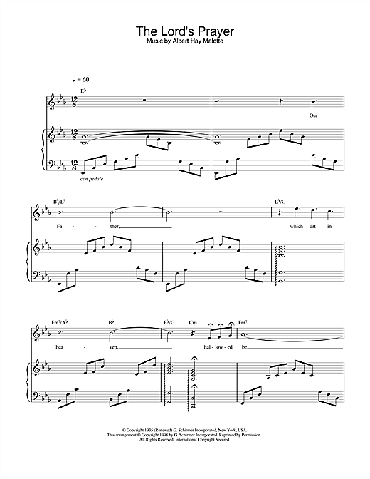 Learn to play Charlotte Church The Lord's Prayer sheet music for Piano, Vocal & Guitar in minutes. Charlotte Church The Lord's Prayer sheet music notes and chords