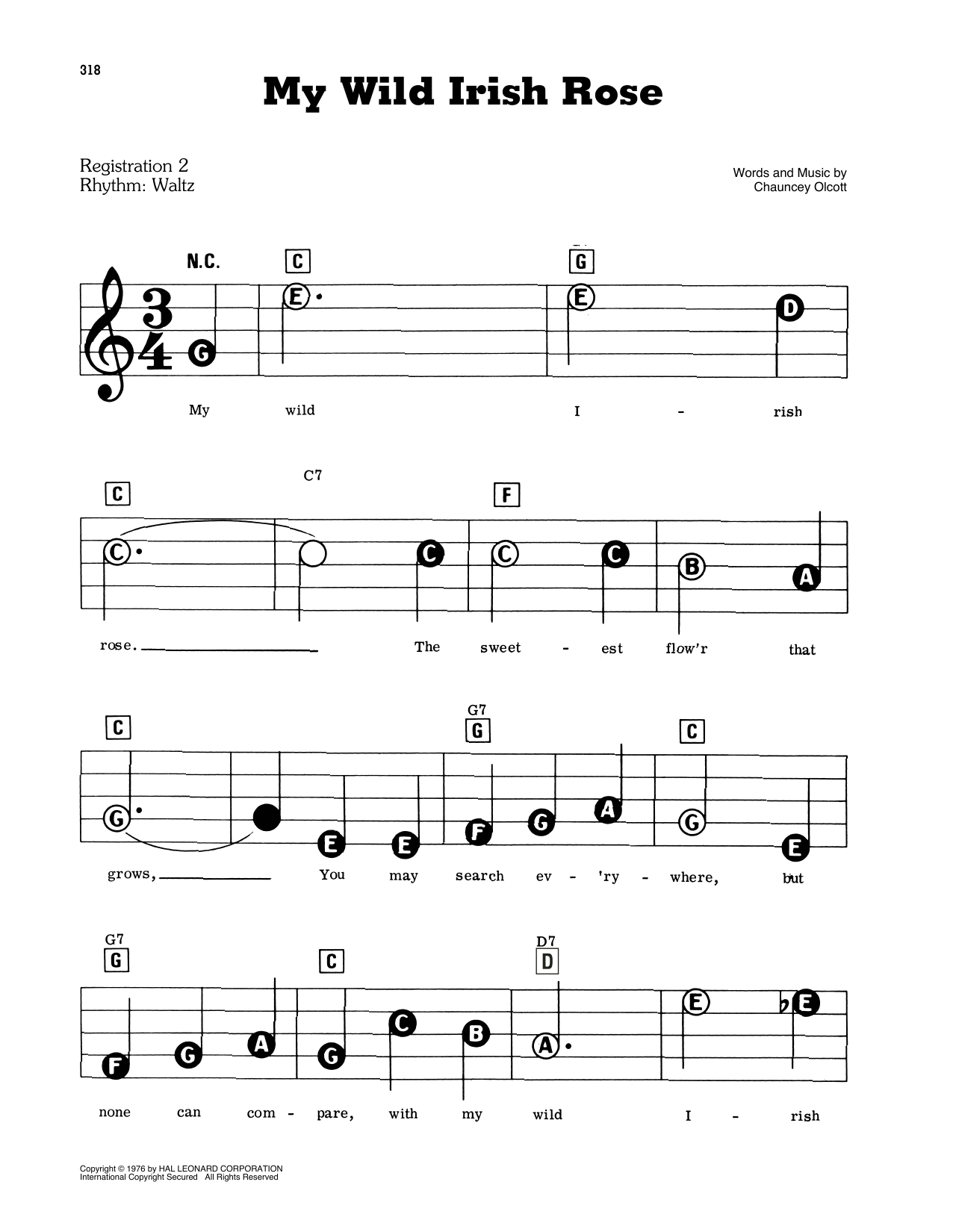 Learn to play Chauncey Olcott My Wild Irish Rose sheet music for Easy Piano in minutes. Chauncey Olcott My Wild Irish Rose sheet music preview music notes and score for Easy Piano including 2 page(s)