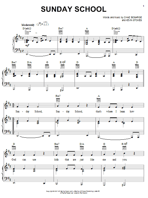 Learn to play Chaz Bosarge Sunday School sheet music for Piano, Vocal & Guitar (Right-Hand Melody) in minutes. Chaz Bosarge Sunday School sheet music preview music notes and score for Piano, Vocal & Guitar (Right-Hand Melody) including 4 page(s)