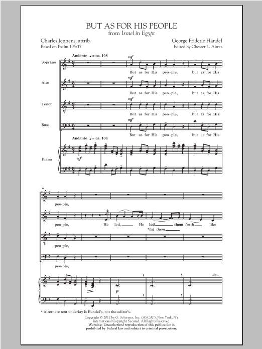 Learn to play George Frideric Handel But As For His People sheet music for SATB in minutes. George Frideric Handel But As For His People sheet music preview music notes and score for SATB including 16 page(s)