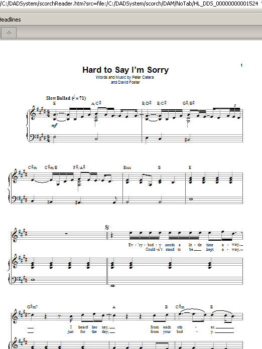 Learn to play Chicago Hard To Say I'm Sorry sheet music for Piano, Vocal & Guitar (Right-Hand Melody) in minutes. Chicago Hard To Say I'm Sorry sheet music notes and chords
