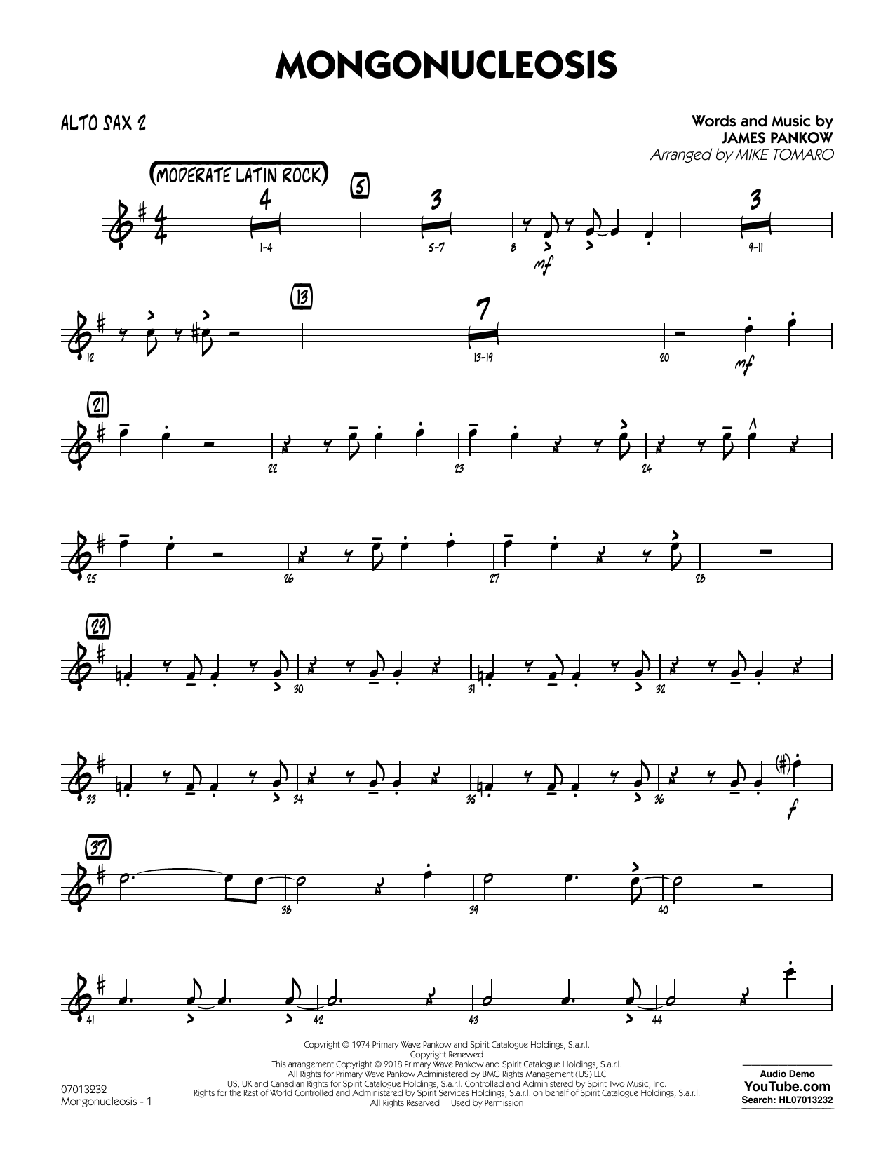 Chicago Mongonucleosis (arr. Mike Tomaro) - Alto Sax 2 sheet music preview music notes and score for Jazz Ensemble including 3 page(s)