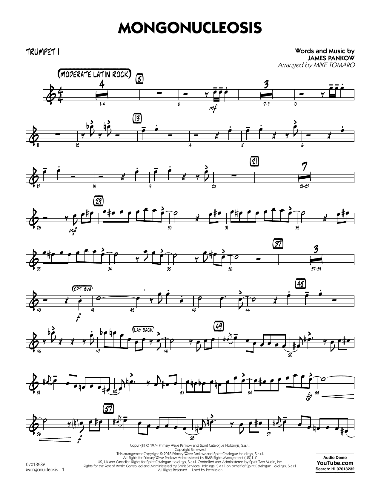 Chicago Mongonucleosis (arr. Mike Tomaro) - Trumpet 1 sheet music preview music notes and score for Jazz Ensemble including 2 page(s)