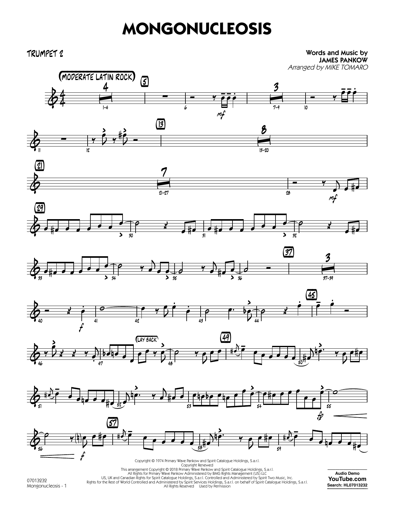 Chicago Mongonucleosis (arr. Mike Tomaro) - Trumpet 2 sheet music preview music notes and score for Jazz Ensemble including 2 page(s)