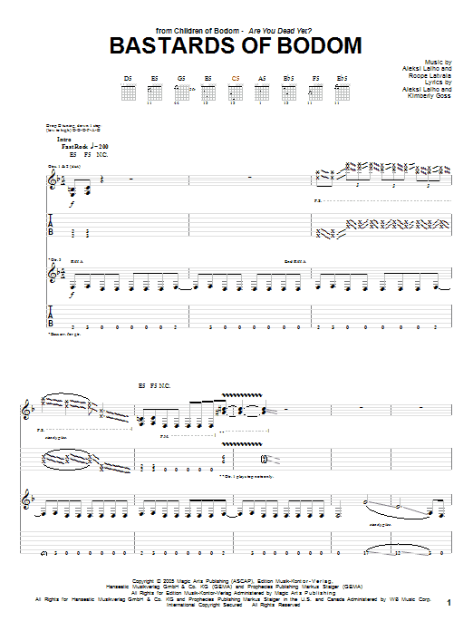 Learn to play Children Of Bodom Bastards Of Bodom sheet music for Guitar Tab in minutes. Children Of Bodom Bastards Of Bodom sheet music preview music notes and score for Guitar Tab including 10 page(s)