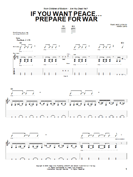 Learn to play Children Of Bodom If You Want Peace... Prepare For War sheet music for Guitar Tab in minutes. Children Of Bodom If You Want Peace... Prepare For War sheet music preview music notes and score for Guitar Tab including 17 page(s)