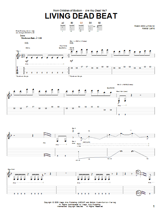 Learn to play Children Of Bodom Living Dead Beat sheet music for Guitar Tab in minutes. Children Of Bodom Living Dead Beat sheet music preview music notes and score for Guitar Tab including 18 page(s)