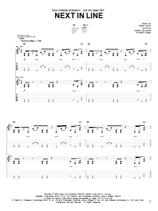 Learn to play Children Of Bodom Next In Line sheet music for Guitar Tab in minutes. Children Of Bodom Next In Line sheet music preview music notes and score for Guitar Tab including 17 page(s)
