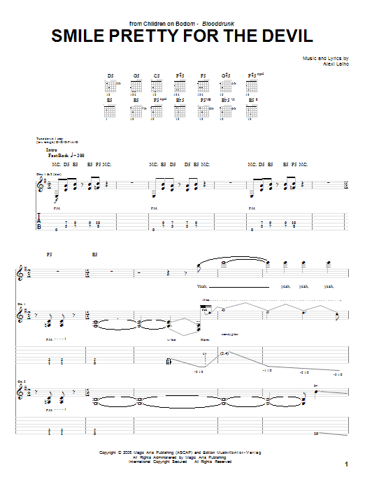 Learn to play Children Of Bodom Smile Pretty For The Devil sheet music for Guitar Tab in minutes. Children Of Bodom Smile Pretty For The Devil sheet music preview music notes and score for Guitar Tab including 12 page(s)