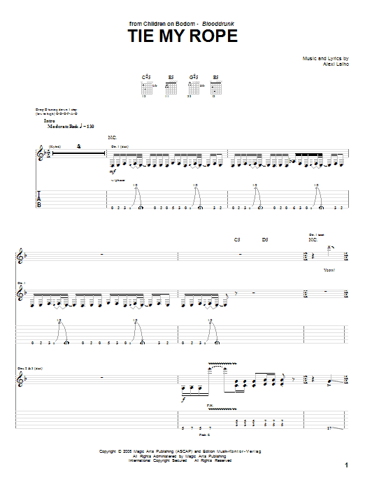 Learn to play Children Of Bodom Tie My Rope sheet music for Guitar Tab in minutes. Children Of Bodom Tie My Rope sheet music preview music notes and score for Guitar Tab including 15 page(s)
