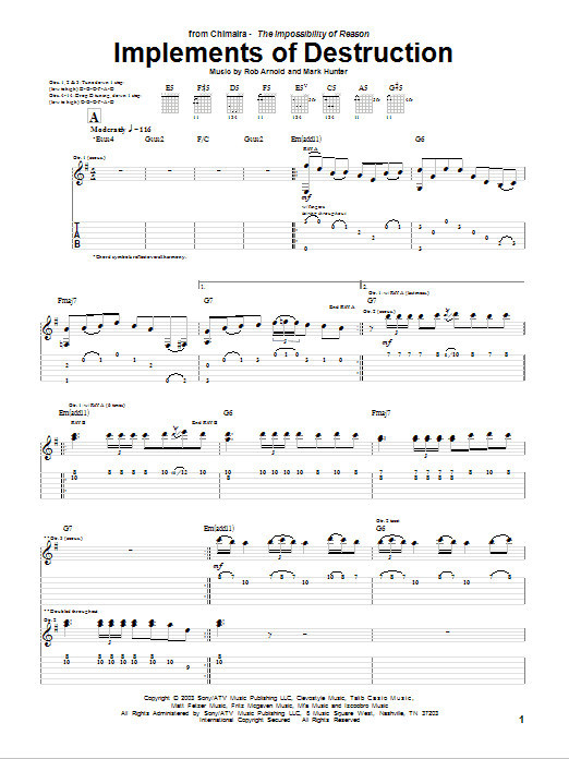 Learn to play Chimaira Implements Of Destruction sheet music for Guitar Tab in minutes. Chimaira Implements Of Destruction sheet music preview music notes and score for Guitar Tab including 21 page(s)