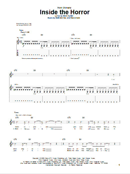 Chimaira Inside The Horror sheet music preview music notes and score for Guitar Tab including 13 page(s)