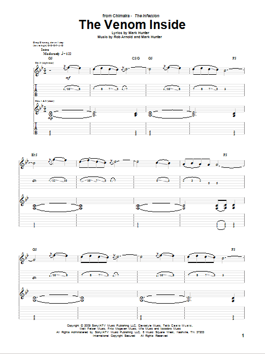 Learn to play Chimaira The Venom Inside sheet music for Guitar Tab in minutes. Chimaira The Venom Inside sheet music preview music notes and score for Guitar Tab including 13 page(s)