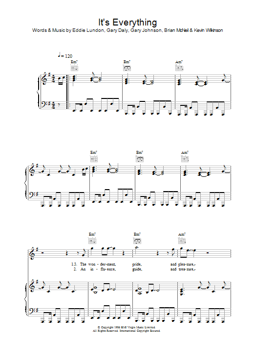 China Crisis It's Everything sheet music preview music notes and score for Piano, Vocal & Guitar including 6 page(s)