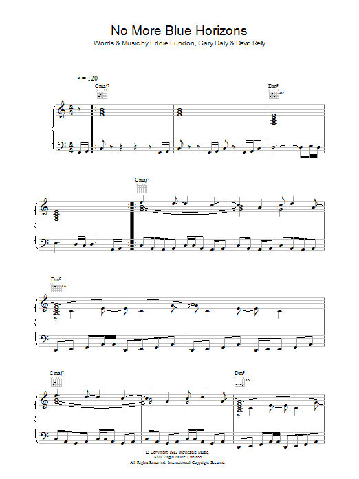 China Crisis No More Blue Horizons sheet music preview music notes and score for Piano, Vocal & Guitar including 5 page(s)
