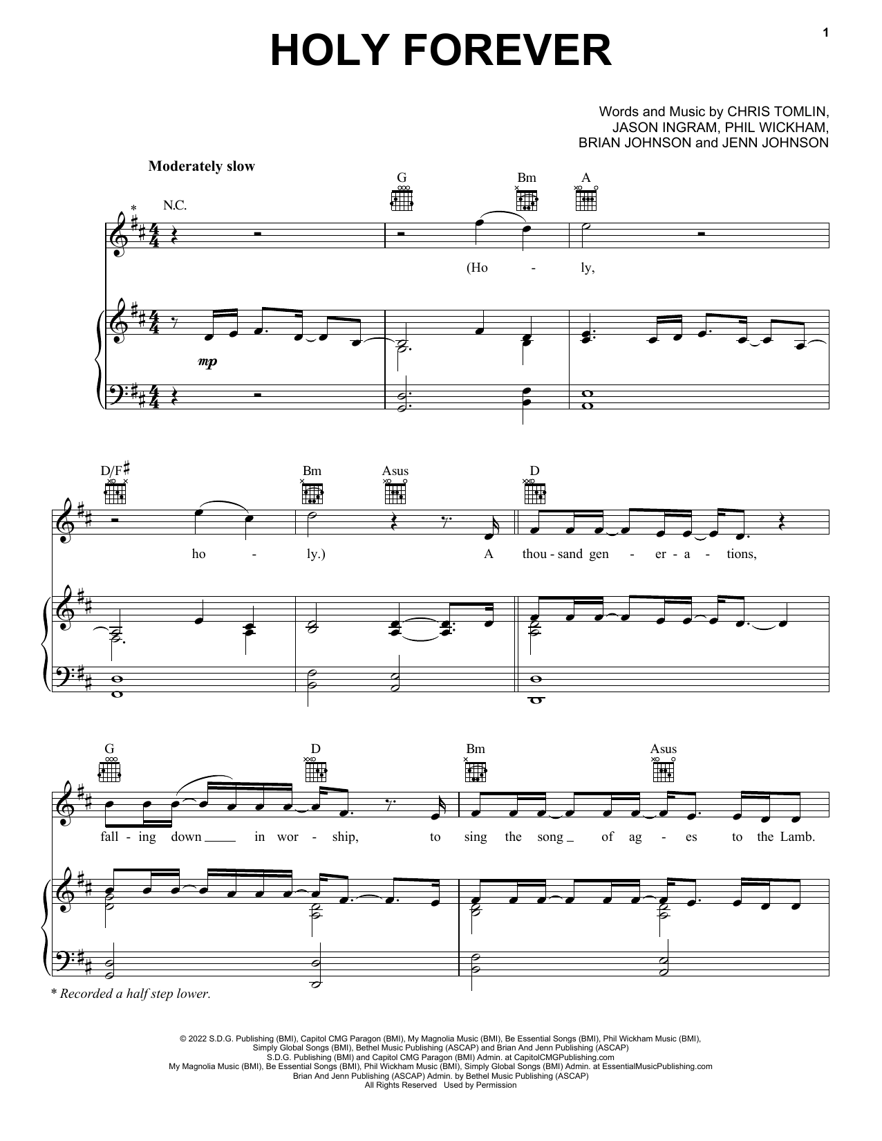 Download Chris Tomlin Holy Forever sheet music notes and chords for Piano, Vocal & Guitar Chords (Right-Hand Melody) - Download Printable PDF and start playing in minutes.