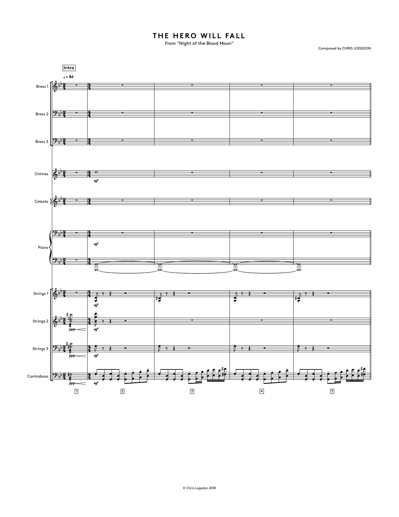 Learn to play Chris Logsdon The Hero Will Fall (from Night of the Blood Moon) - Full Score sheet music for Performance Ensemble in minutes. Chris Logsdon The Hero Will Fall (from Night of the Blood Moon) - Full Score sheet music preview music notes and score for Performance Ensemble including 11 page(s)