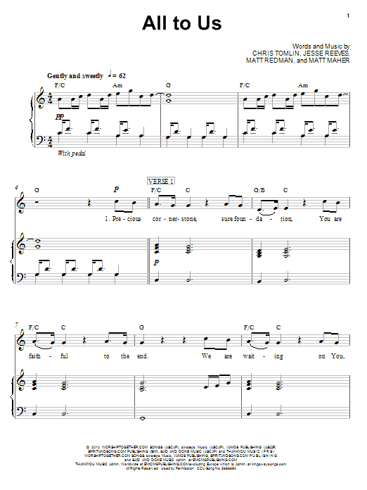 Learn to play Chris Tomlin All To Us sheet music for Easy Piano in minutes. Chris Tomlin All To Us sheet music notes and chords