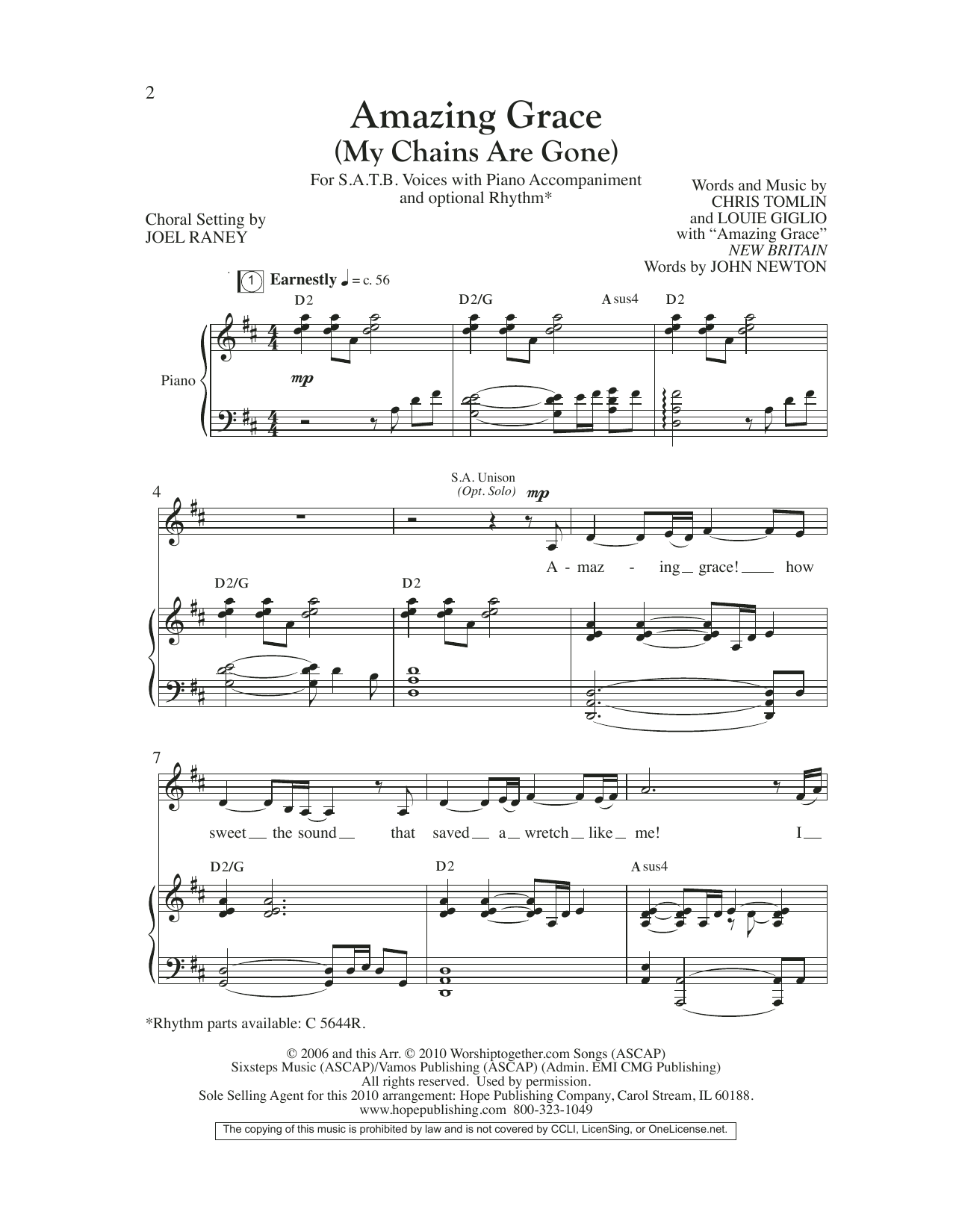 Learn to play Chris Tomlin Amazing Grace (My Chains Are Gone) (arr. Joel Raney) sheet music for TTBB Choir in minutes. Chris Tomlin Amazing Grace (My Chains Are Gone) (arr. Joel Raney) sheet music preview music notes and score for TTBB Choir including 7 page(s)