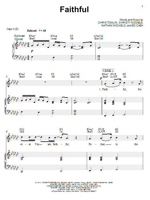 Learn to play Chris Tomlin Faithful sheet music for Easy Piano in minutes. Chris Tomlin Faithful sheet music notes and chords