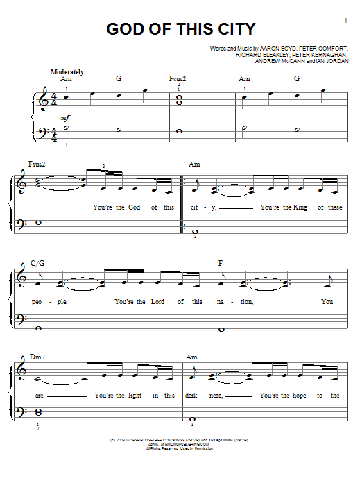 Learn to play Chris Tomlin God Of This City sheet music for Piano, Vocal & Guitar (Right-Hand Melody) in minutes. Chris Tomlin God Of This City sheet music notes and chords