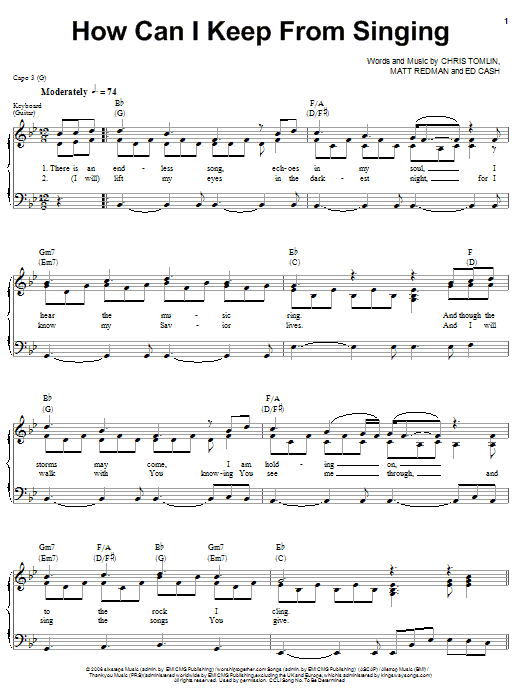 Chris Tomlin How Can I Keep From Singing Sheet Music Download Pdf Score 58611