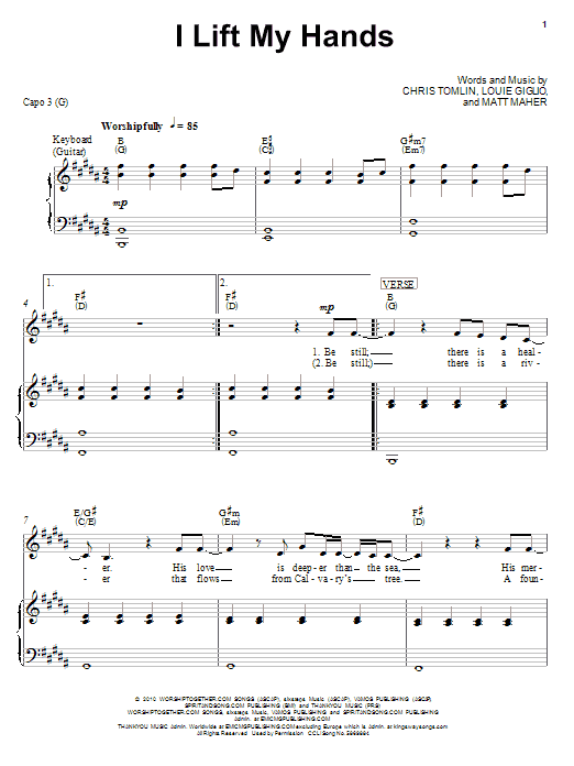 Learn to play Chris Tomlin I Lift My Hands sheet music for Easy Piano in minutes. Chris Tomlin I Lift My Hands sheet music notes and chords