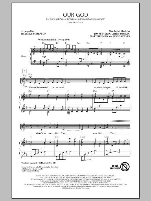 Learn to play Heather Sorenson Our God sheet music for SATB in minutes. Heather Sorenson Our God sheet music notes and chords