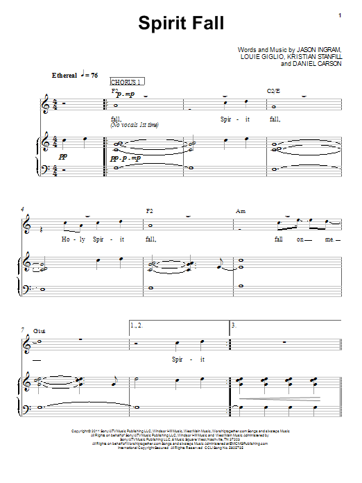 Learn to play Chris Tomlin Spirit Fall sheet music for Piano, Vocal & Guitar (Right-Hand Melody) in minutes. Chris Tomlin Spirit Fall sheet music preview music notes and score for Piano, Vocal & Guitar (Right-Hand Melody) including 8 page(s)