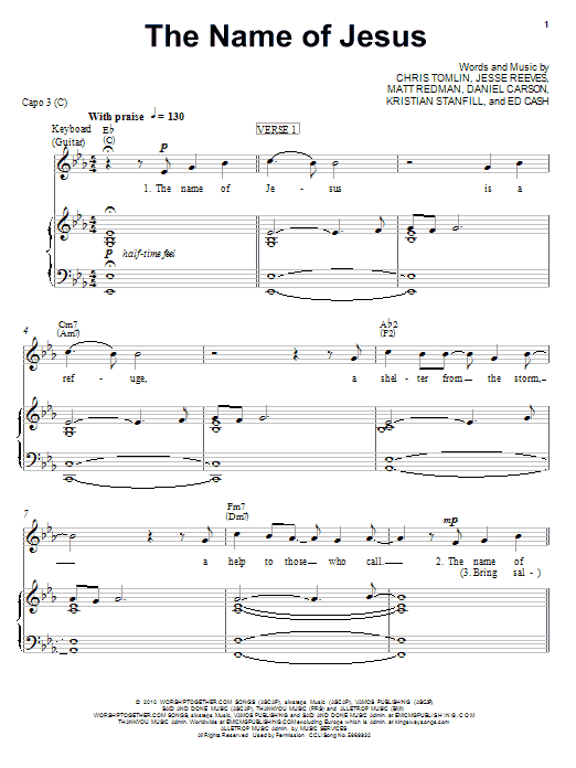 Learn to play Chris Tomlin The Name Of Jesus sheet music for Piano, Vocal & Guitar (Right-Hand Melody) in minutes. Chris Tomlin The Name Of Jesus sheet music notes and chords