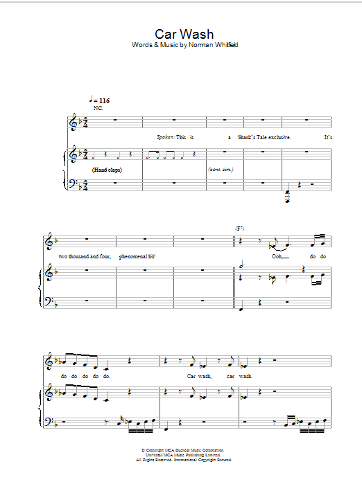 Learn to play Christina Aguilera Car Wash sheet music for Piano, Vocal & Guitar (Right-Hand Melody) in minutes. Christina Aguilera Car Wash sheet music preview music notes and score for Piano, Vocal & Guitar (Right-Hand Melody) including 9 page(s)