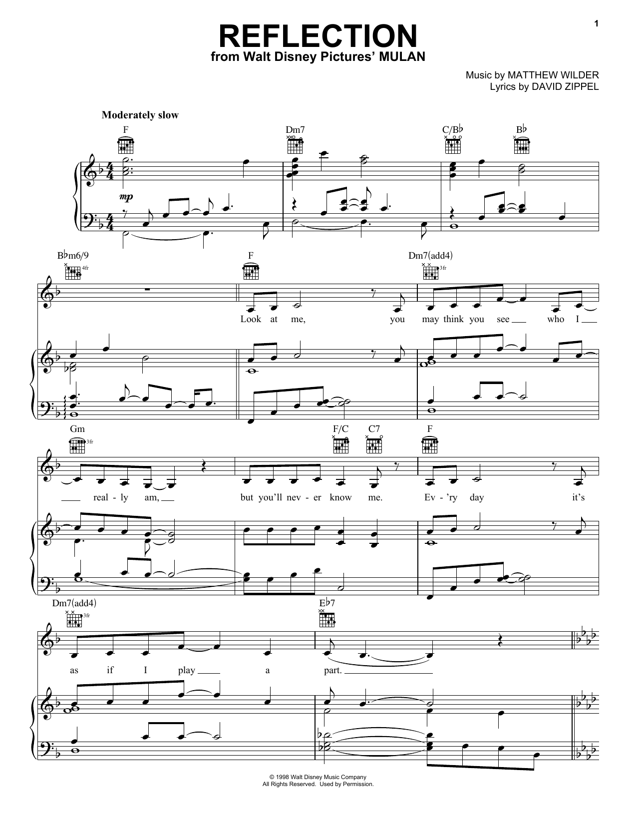 Learn to play Christina Aguilera Reflection (Pop Version) sheet music for Piano, Vocal & Guitar (Right-Hand Melody) in minutes. Christina Aguilera Reflection (Pop Version) sheet music notes and chords