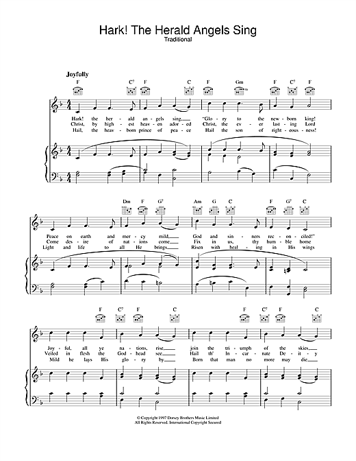 Learn to play Christmas Carol Hark! The Herald Angels Sing sheet music for Piano, Vocal & Guitar (Right-Hand Melody) in minutes. Christmas Carol Hark! The Herald Angels Sing sheet music notes and chords