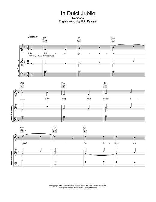 Learn to play Christmas Carol In Dulci Jubilo sheet music for Piano & Vocal in minutes. Christmas Carol In Dulci Jubilo sheet music notes and chords
