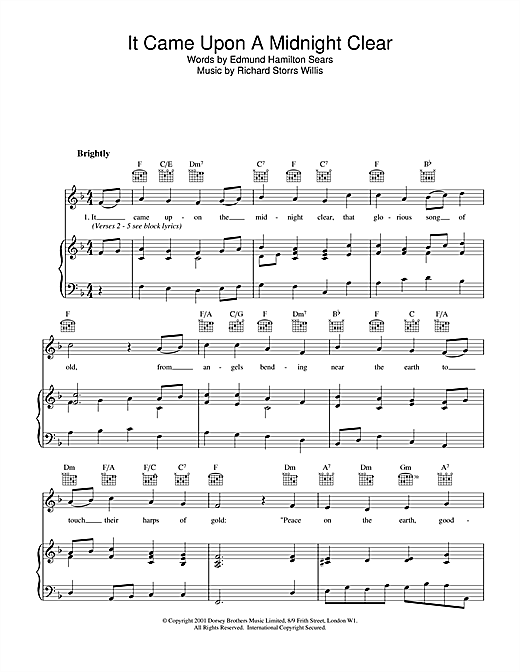 Learn to play Christmas Carol It Came Upon The Midnight Clear sheet music for Piano & Vocal in minutes. Christmas Carol It Came Upon The Midnight Clear sheet music notes and chords