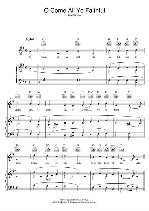 Learn to play Christmas Carol O Come, All Ye Faithful (Adeste Fideles) sheet music for Piano in minutes. Christmas Carol O Come, All Ye Faithful (Adeste Fideles) sheet music notes and chords